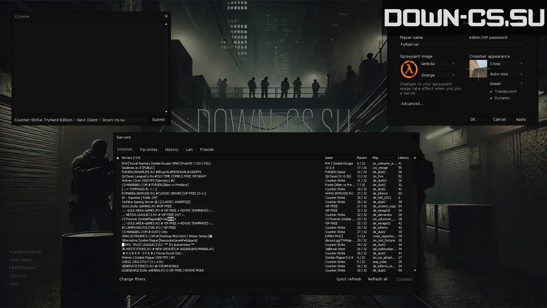 CS 1.6 Cheater Edition — Server browser and settings
