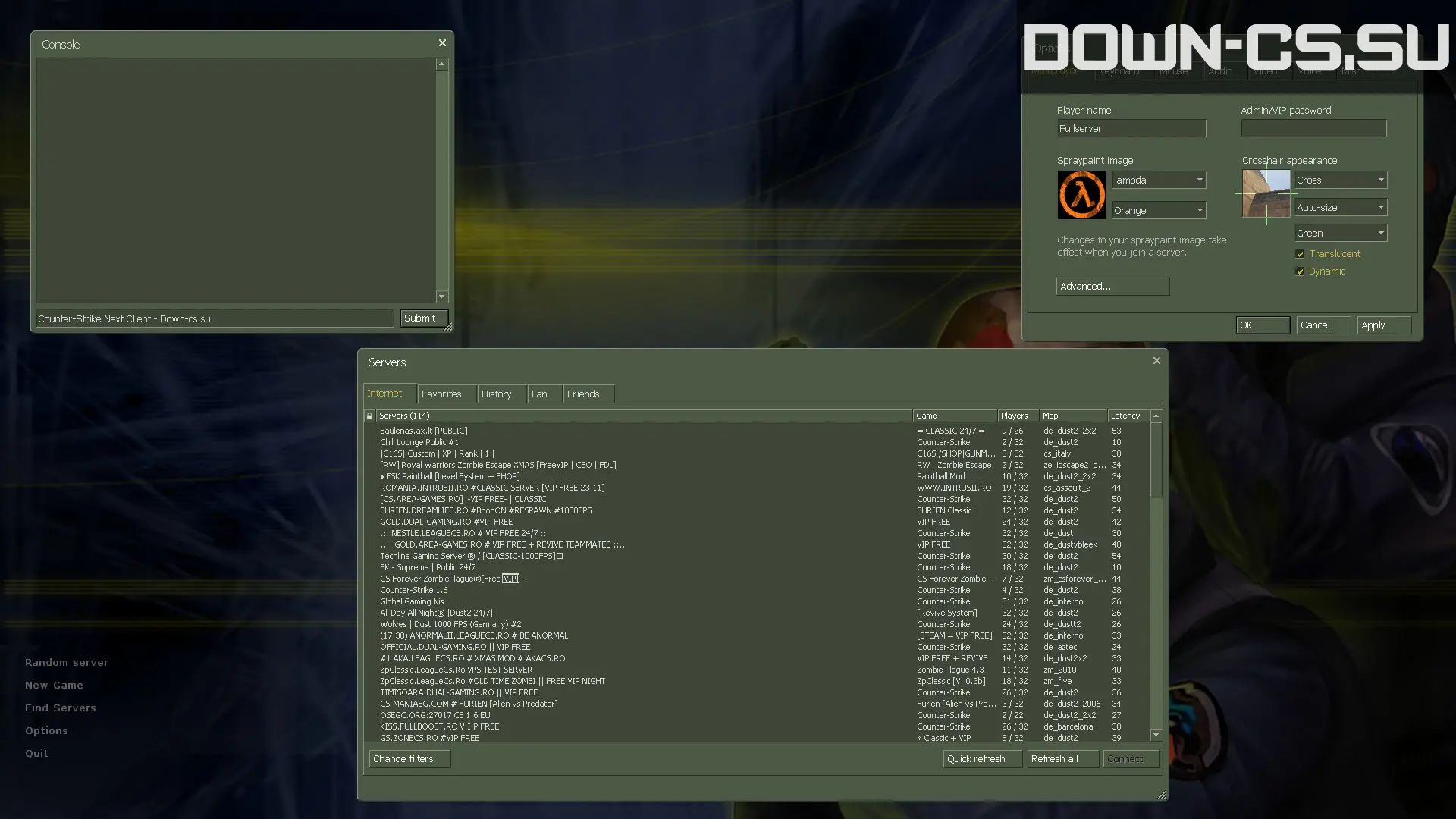 CS 1.6 NextClient — Server browser and settings