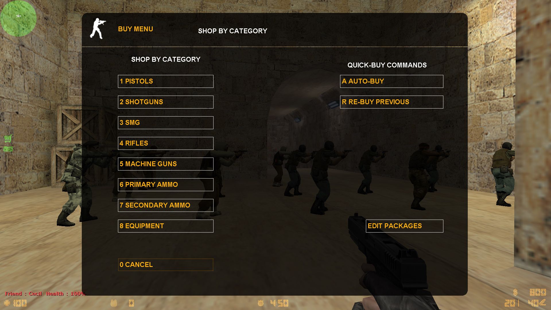 CS 1.6 with Bots — Buy menu