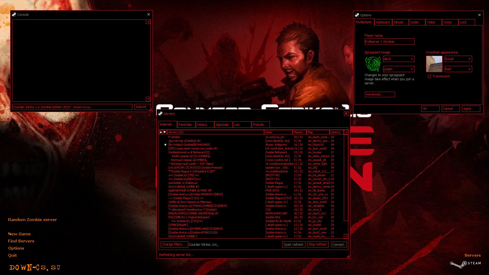 CS 1.6 Zombie Edition — Server browser and settings